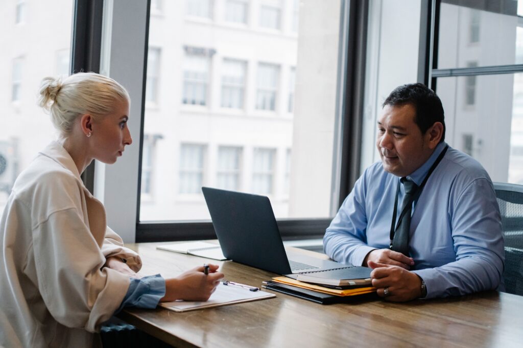 Two people having a conversation.